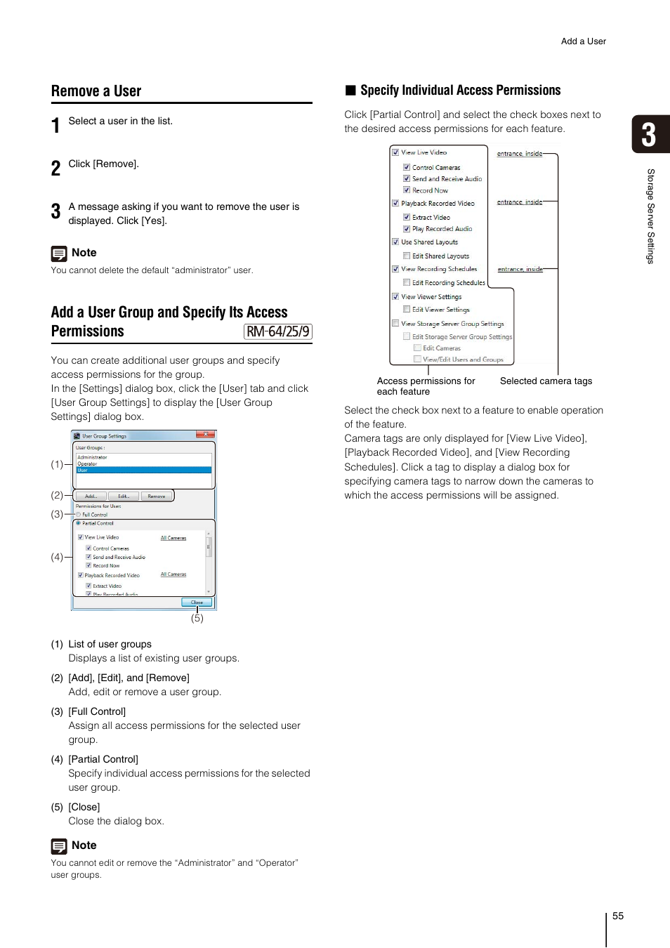 Remove a user, P. 55), E “add a user group and specify its access | Permissions, Specify individual access permissions | Canon VB-M700F User Manual | Page 55 / 138