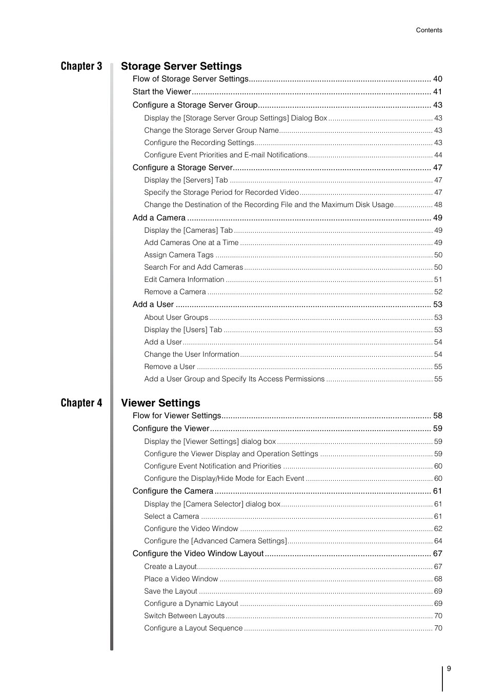 Chapter 3 storage server settings, Chapter 4 viewer settings | Canon VB-M700F User Manual | Page 9 / 138