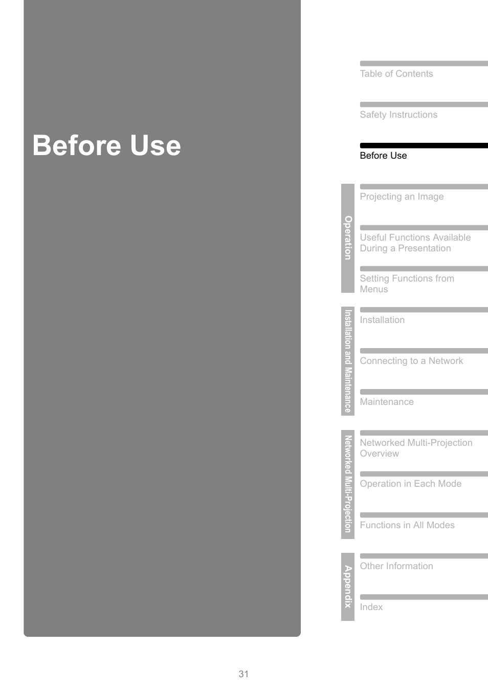 Before use | Canon XEED WUX450 User Manual | Page 31 / 314