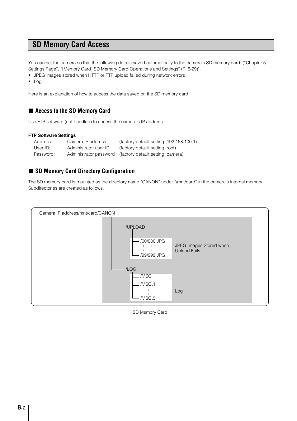 Sd memory card access, Sd memory card access -2 | Canon VB-M700F User Manual | Page 112 / 145