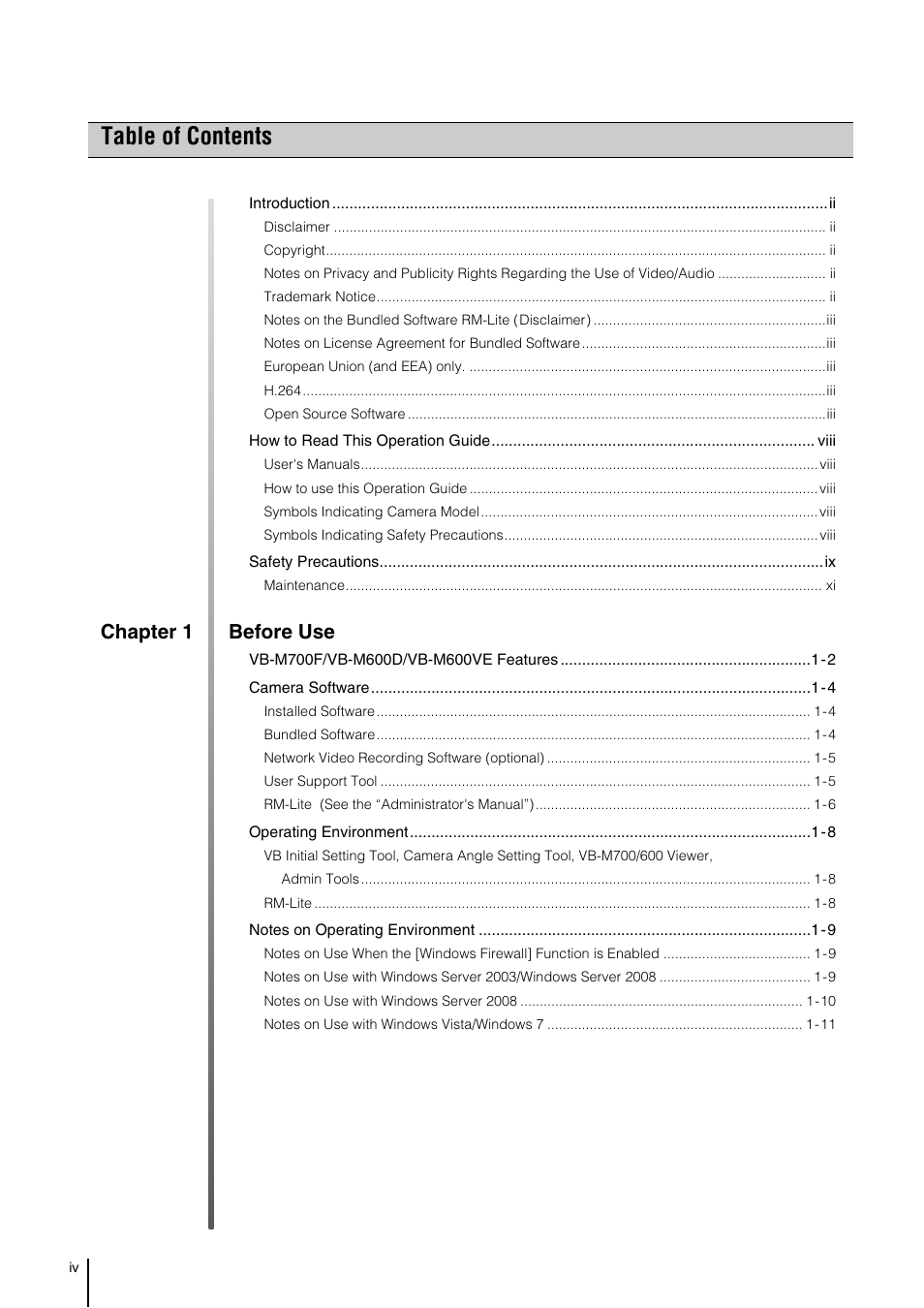 Canon VB-M700F User Manual | Page 4 / 145