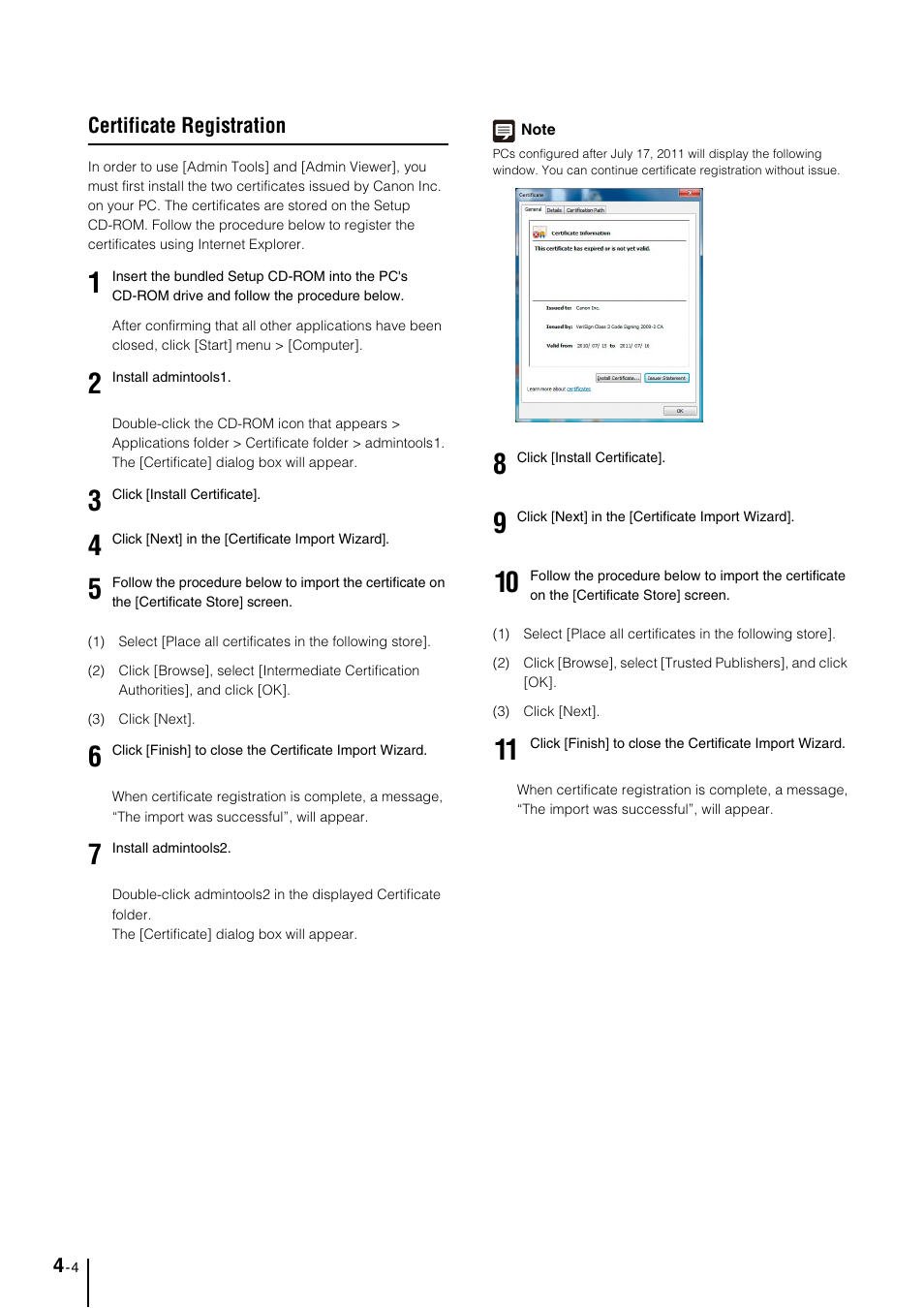 Certificate registration, Certificate registration -4 | Canon VB-M700F User Manual | Page 44 / 145