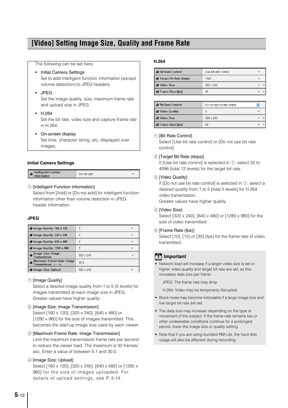 Video] setting image size, quality and frame rate, P. 5-12) | Canon VB-M700F User Manual | Page 56 / 145