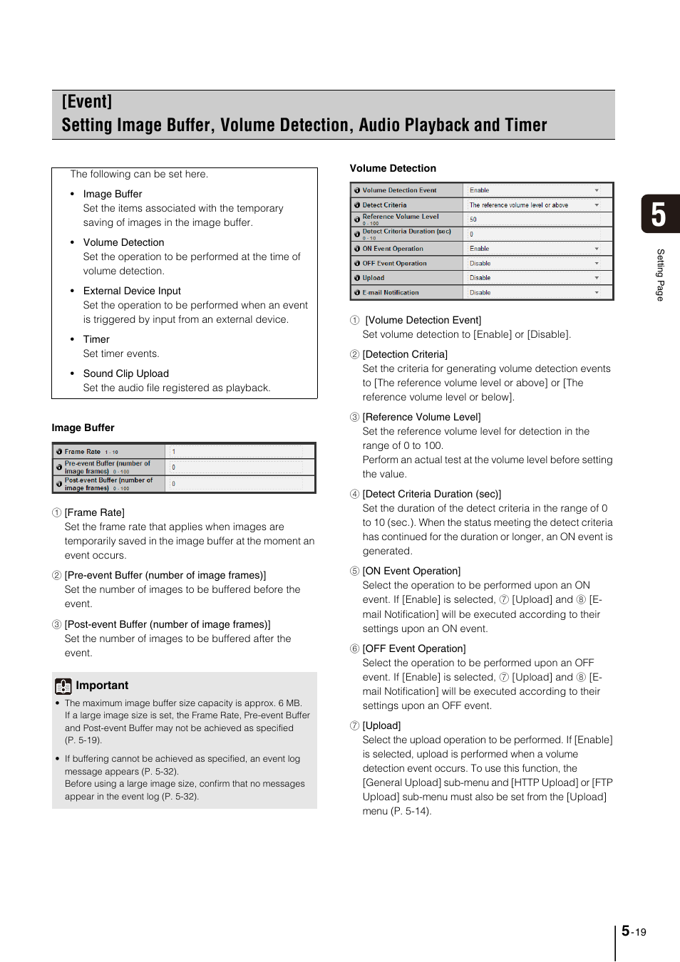 Upload (p. 5-19), P. 5-19), N] (p. 5-19) | Set (p. 5-19) or the | Canon VB-M700F User Manual | Page 63 / 145