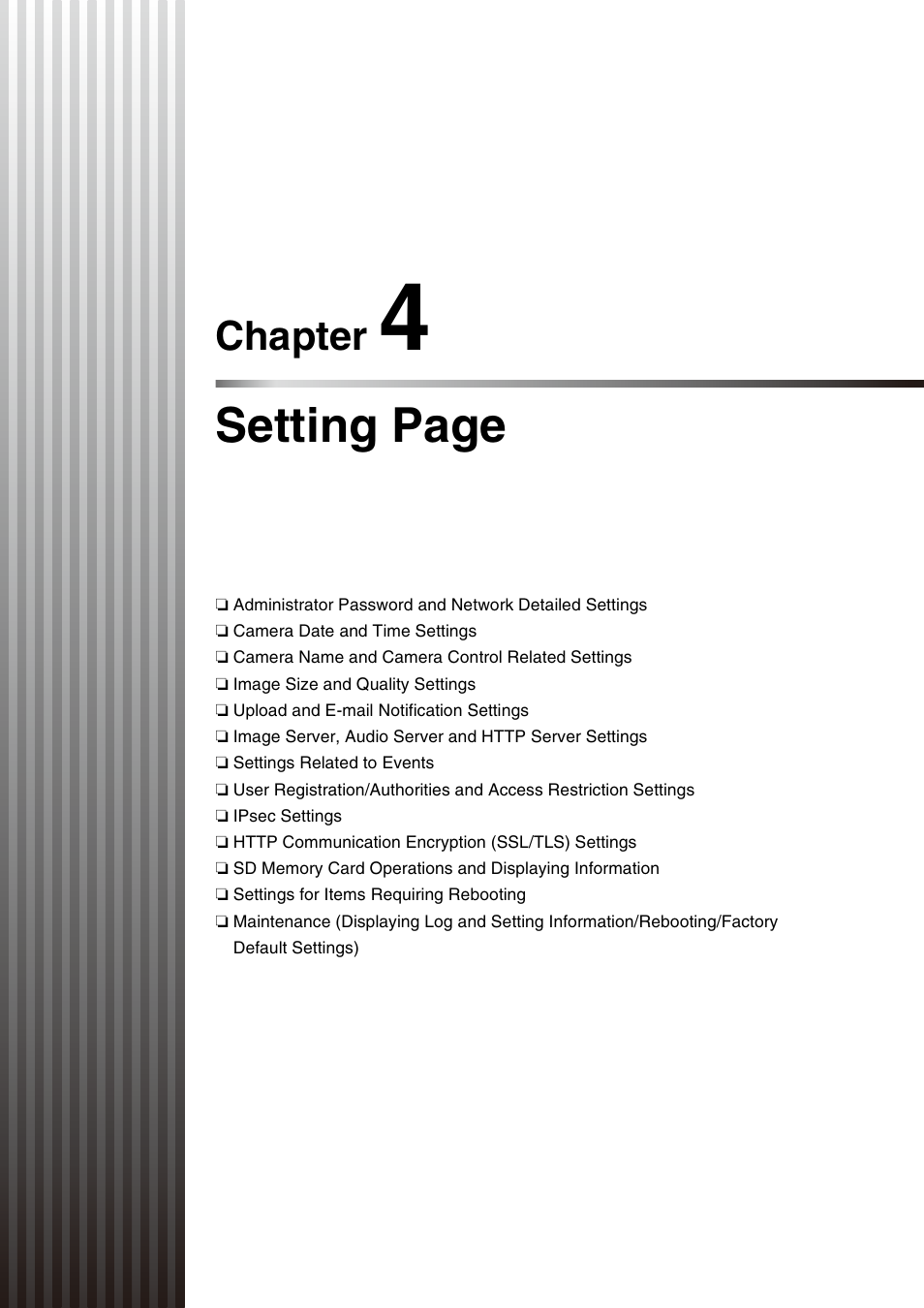 Chapter 4, Setting page | Canon VB-M40 User Manual | Page 31 / 149