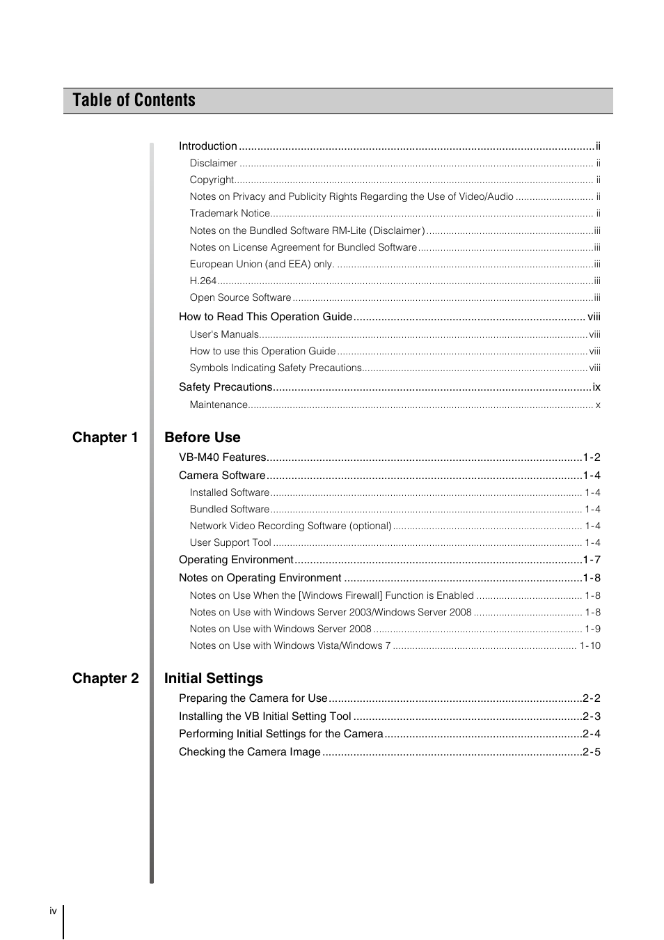 Canon VB-M40 User Manual | Page 4 / 149