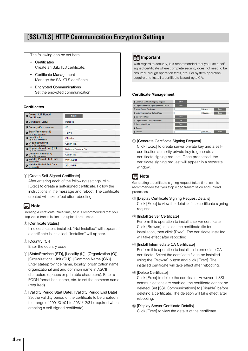 Ssl/tls] http communication encryption settings, P. 4-28) | Canon VB-M40 User Manual | Page 58 / 149