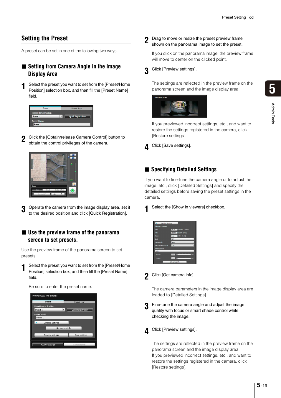 Setting the preset, Setting the preset -19 | Canon VB-M40 User Manual | Page 83 / 149