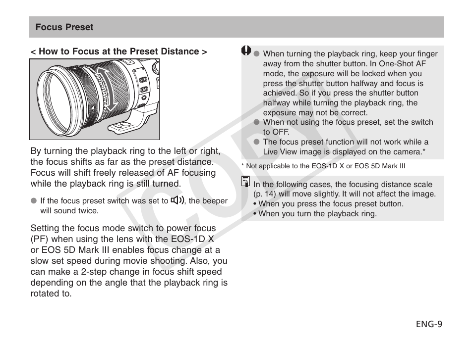 Cop y | Canon EF 400mm f2.8L IS II USM User Manual | Page 10 / 23