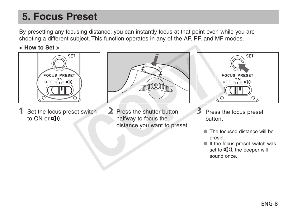 Cop y | Canon EF 400mm f2.8L IS II USM User Manual | Page 9 / 23