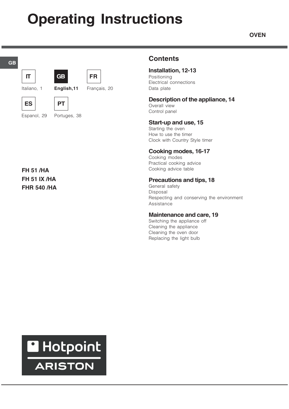Hotpoint Ariston FH 51 IX-HA  IT User Manual | Page 11 / 48