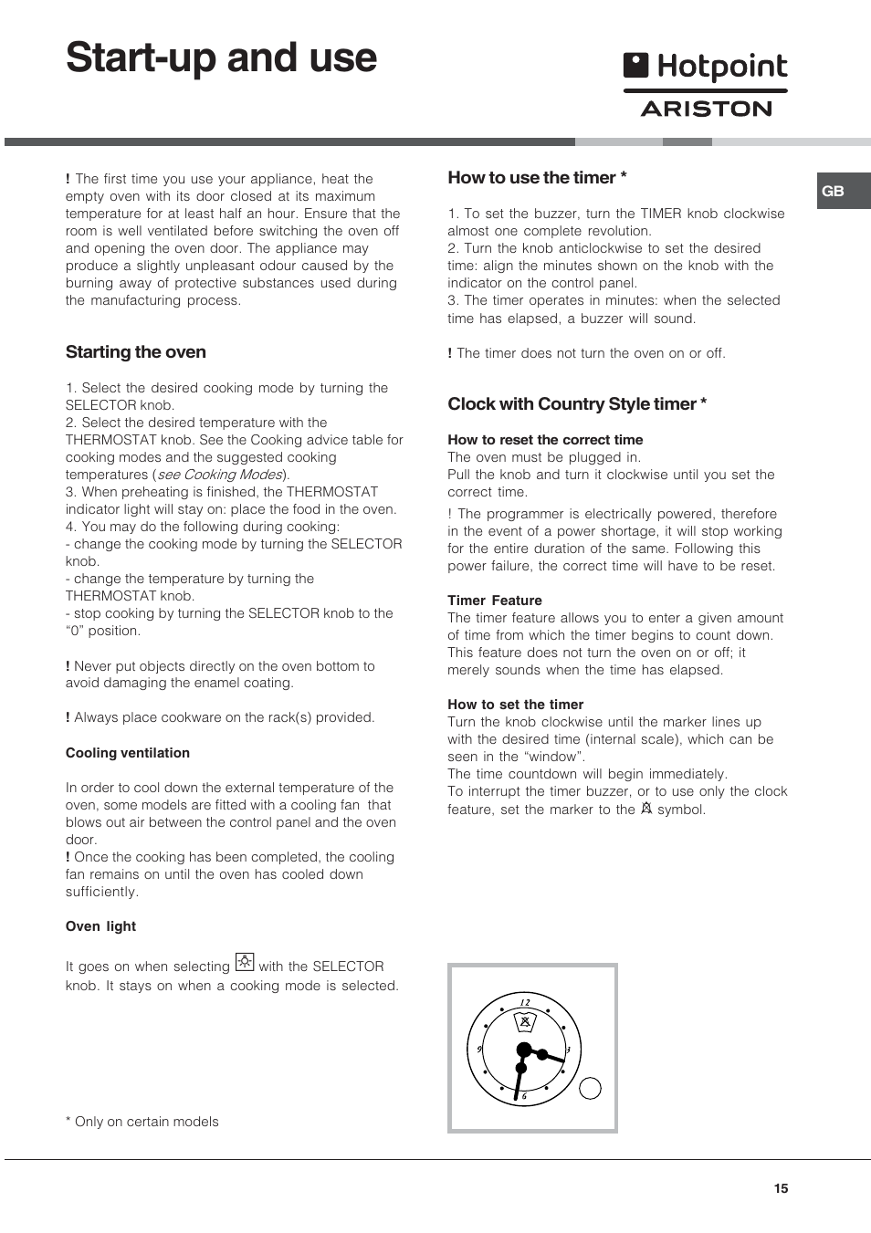 Start-up and use | Hotpoint Ariston FH 51 IX-HA  IT User Manual | Page 15 / 48