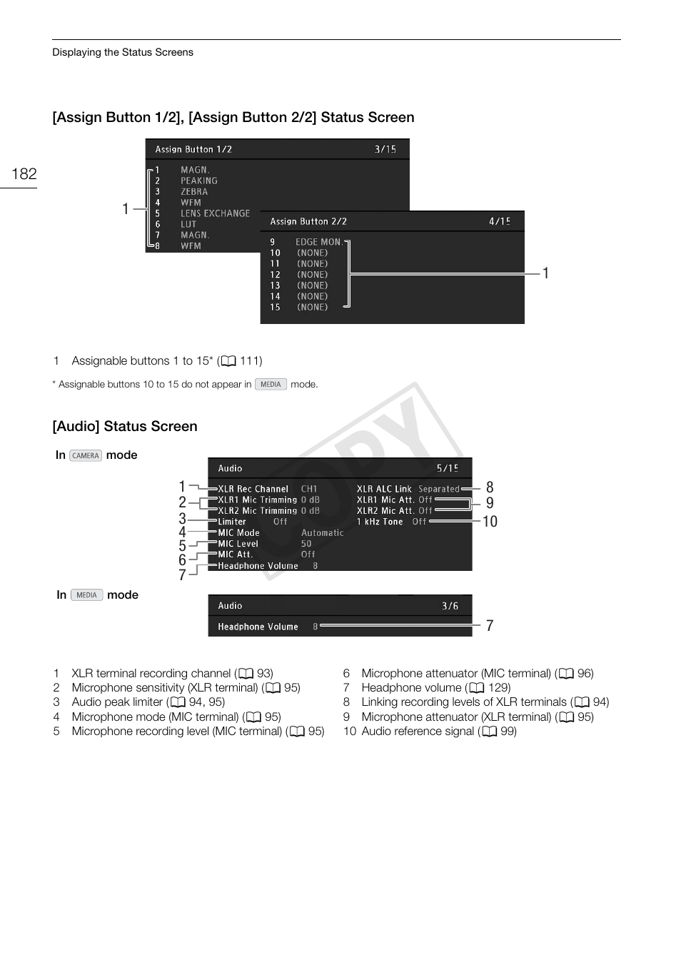 182) to, Cop y | Canon EOS C500 PL User Manual | Page 182 / 212