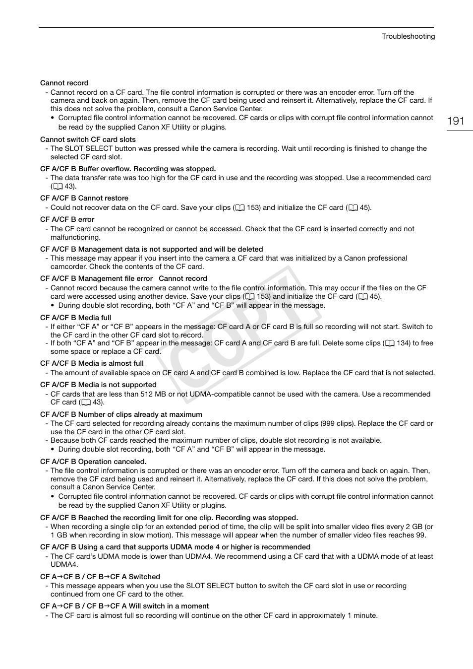 Cop y | Canon EOS C500 PL User Manual | Page 191 / 212