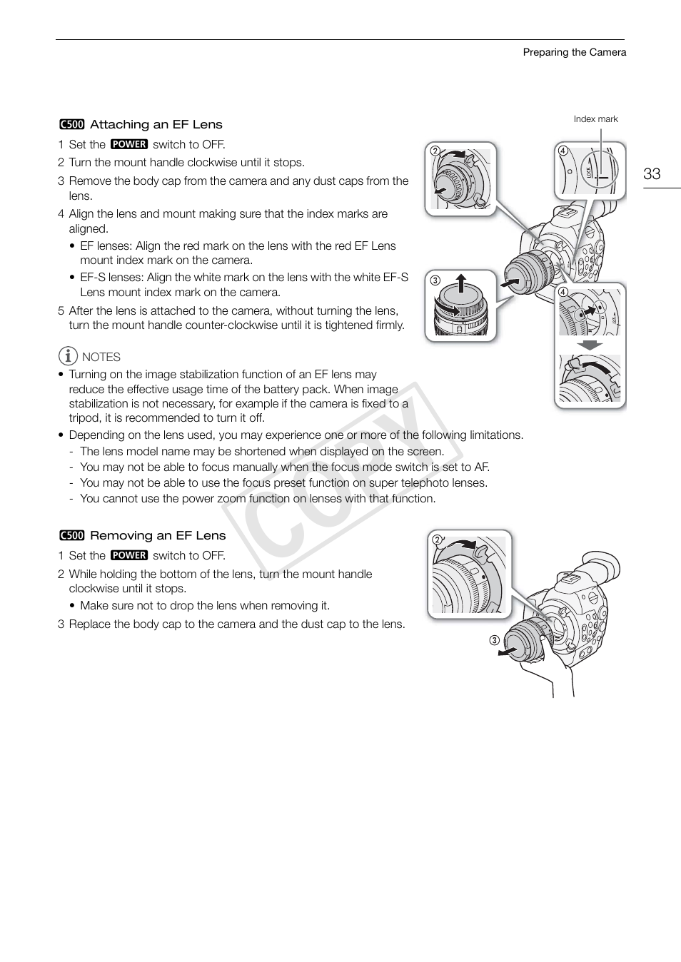 Cop y | Canon EOS C500 PL User Manual | Page 33 / 212