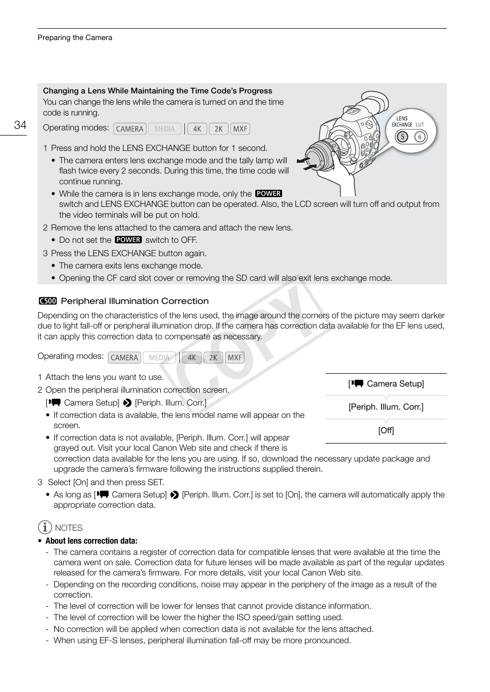 Cop y | Canon EOS C500 PL User Manual | Page 34 / 212