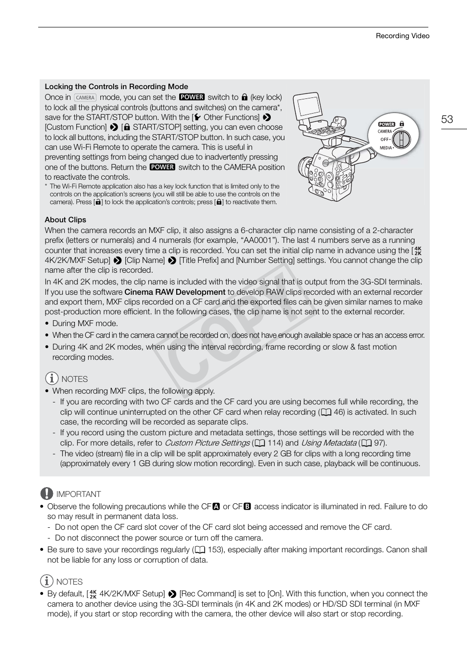 Cop y | Canon EOS C500 PL User Manual | Page 53 / 212