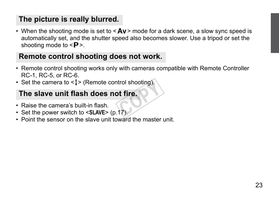 Cop y | Canon Speedlite 270EX II User Manual | Page 25 / 88