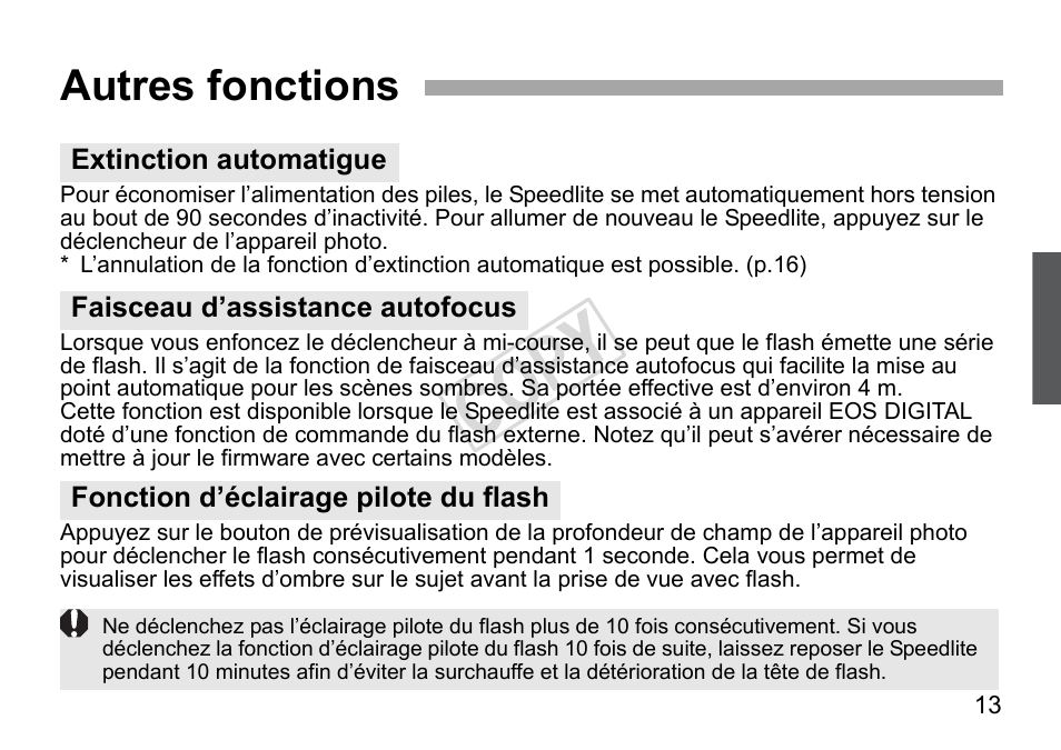 Cop y, Autres fonctions | Canon Speedlite 270EX II User Manual | Page 43 / 88