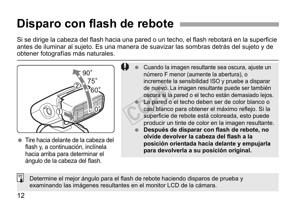 Cop y, Disparo con flash de rebote | Canon Speedlite 270EX II User Manual | Page 70 / 88