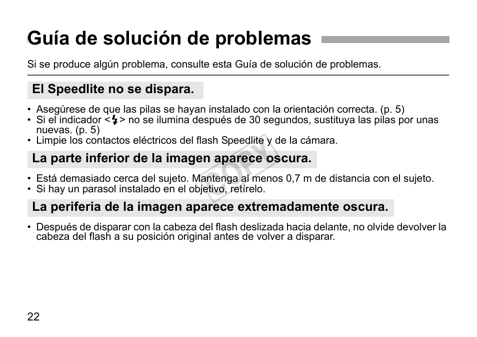 Cop y, Guía de solución de problemas | Canon Speedlite 270EX II User Manual | Page 80 / 88