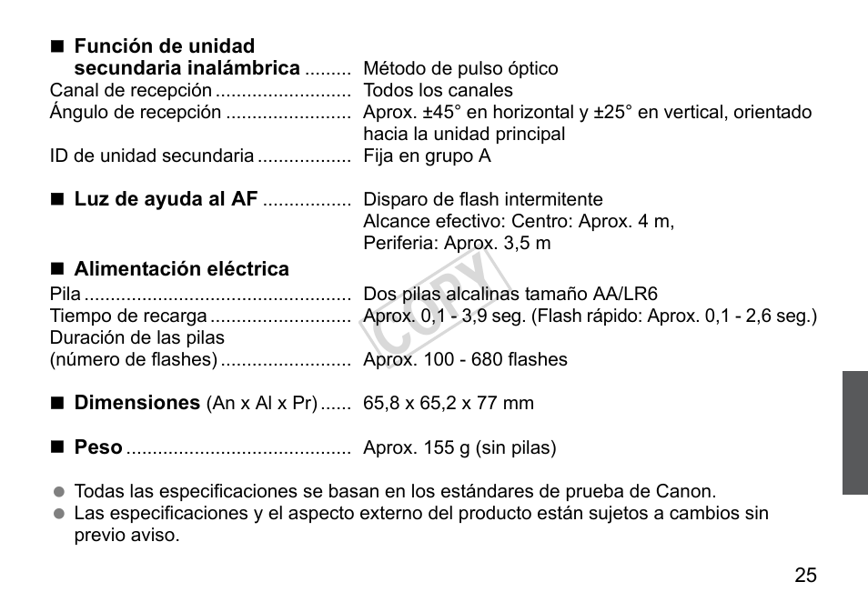 Cop y | Canon Speedlite 270EX II User Manual | Page 83 / 88