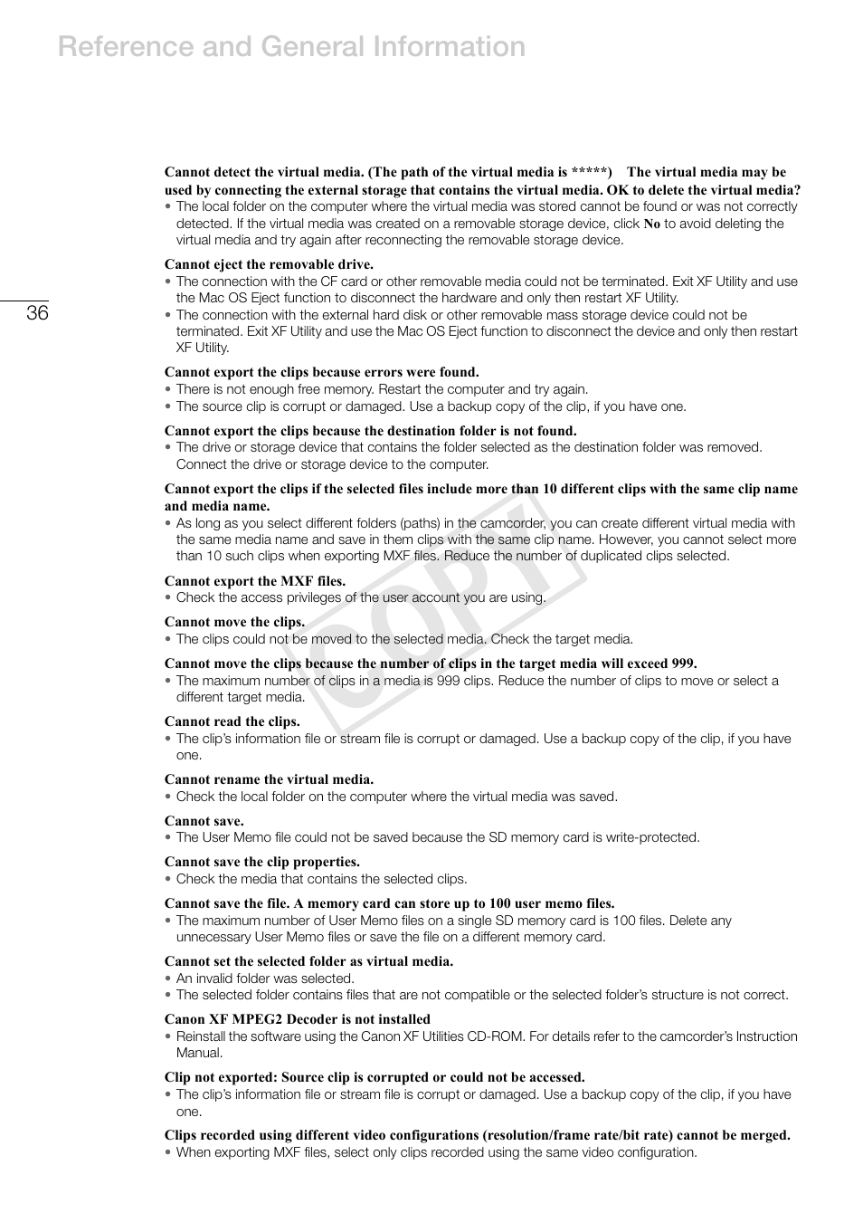 Cop y, Reference and general information | Canon EOS C500 PL User Manual | Page 36 / 37