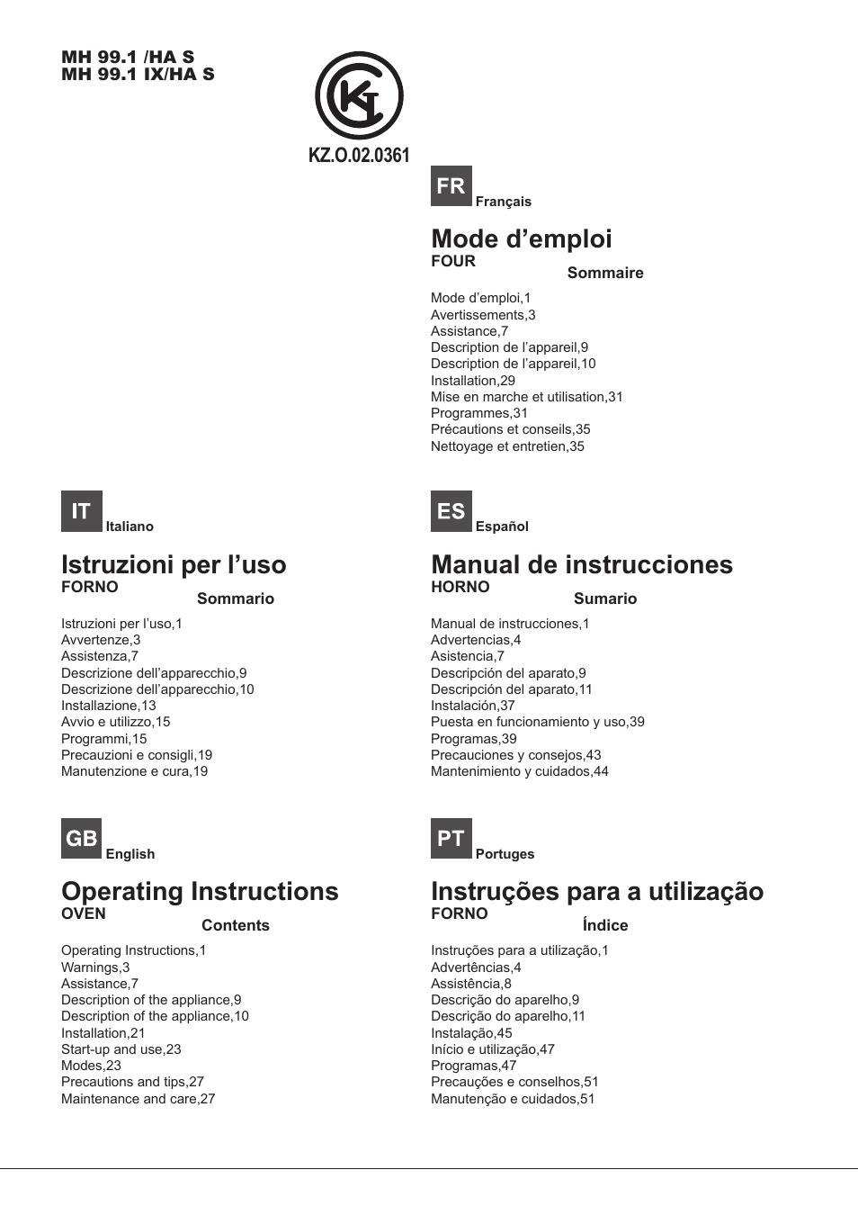 Hotpoint Ariston MH 99.1 IX-HA S User Manual | 76 pages