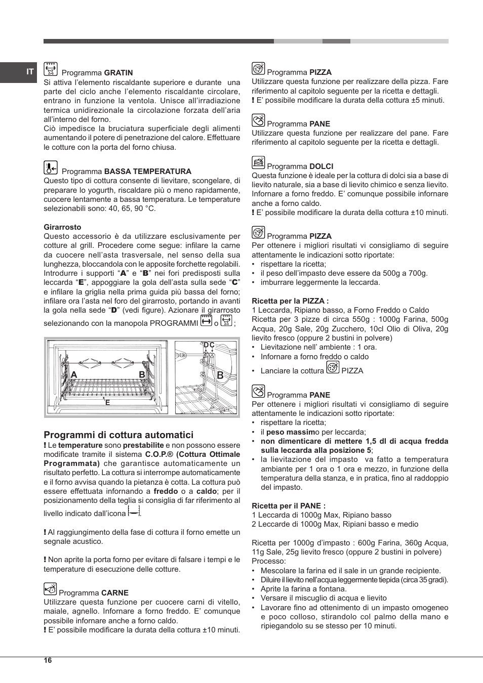 Programmi di cottura automatici | Hotpoint Ariston MH 99.1 IX-HA S User Manual | Page 16 / 76