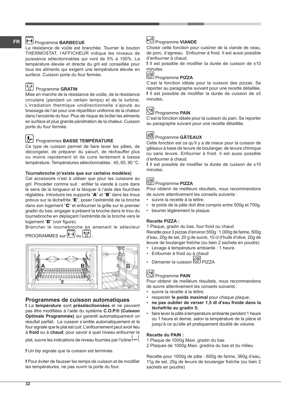 Programmes de cuisson automatiques | Hotpoint Ariston MH 99.1 IX-HA S User Manual | Page 32 / 76