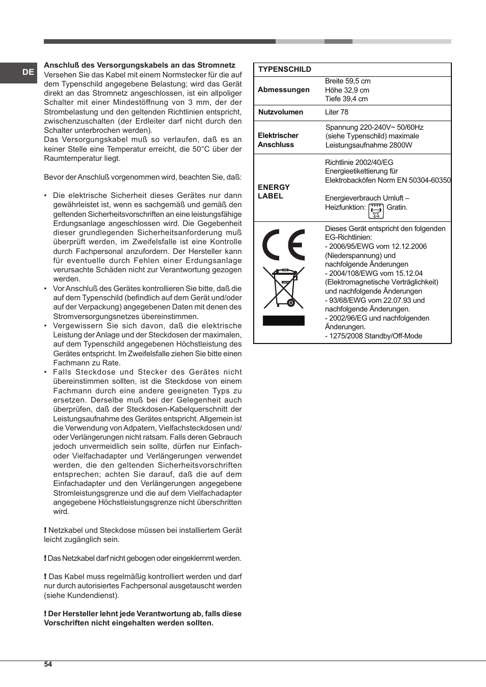 Hotpoint Ariston MH 99.1 IX-HA S User Manual | Page 54 / 76