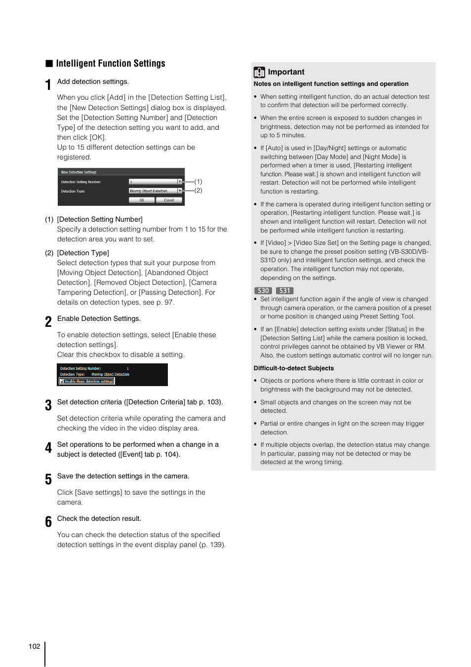 Intelligent function settings | Canon VB-S800D User Manual | Page 102 / 176