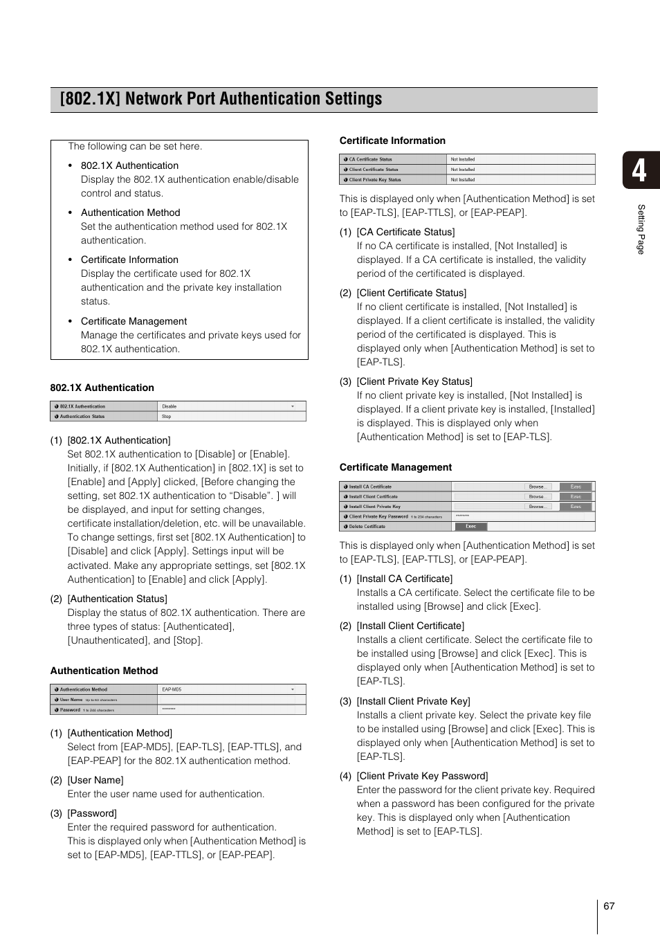 1x] network port authentication settings, P. 67) | Canon VB-S800D User Manual | Page 67 / 176