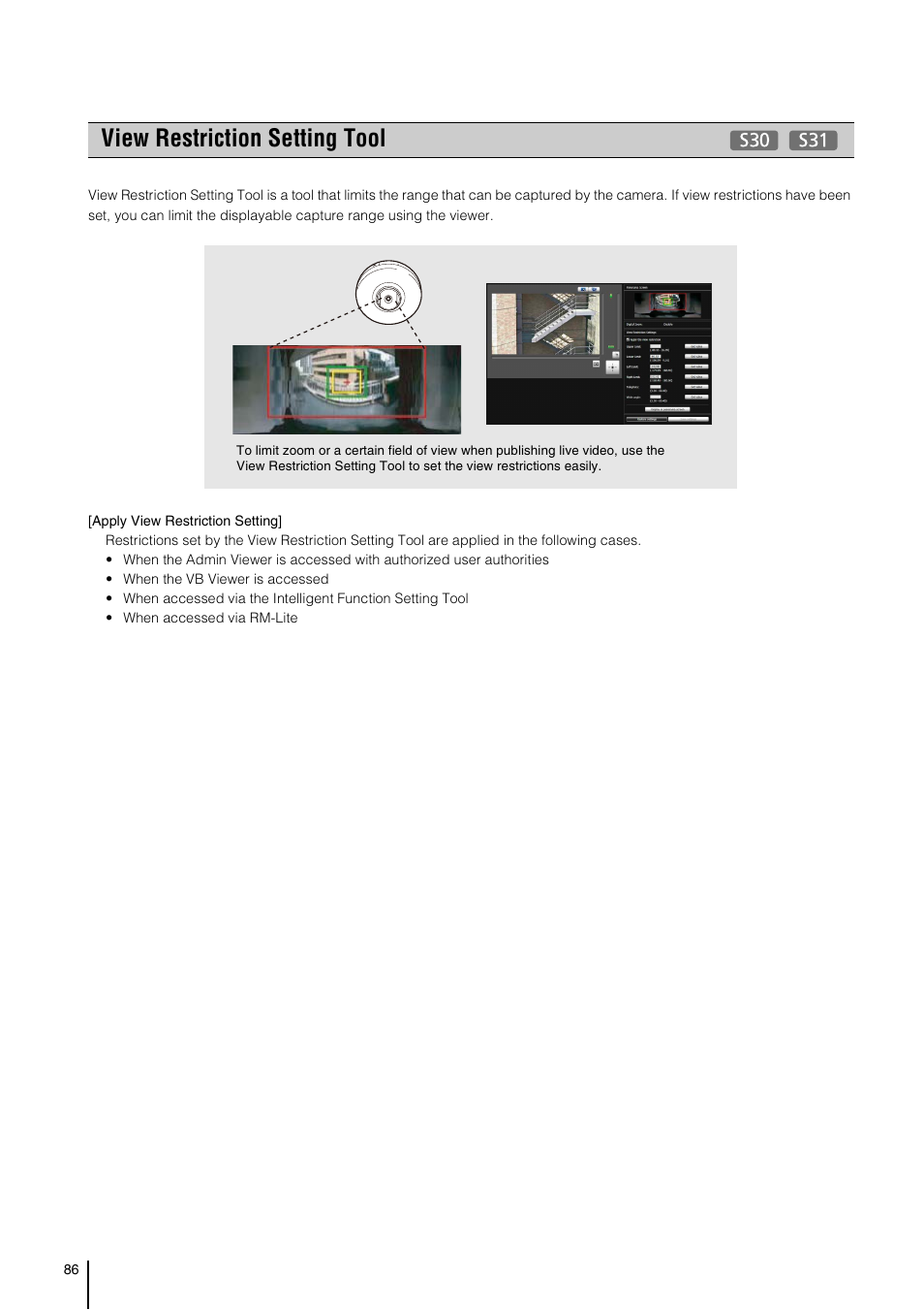 View restriction setting tool, P. 86) | Canon VB-S800D User Manual | Page 86 / 176