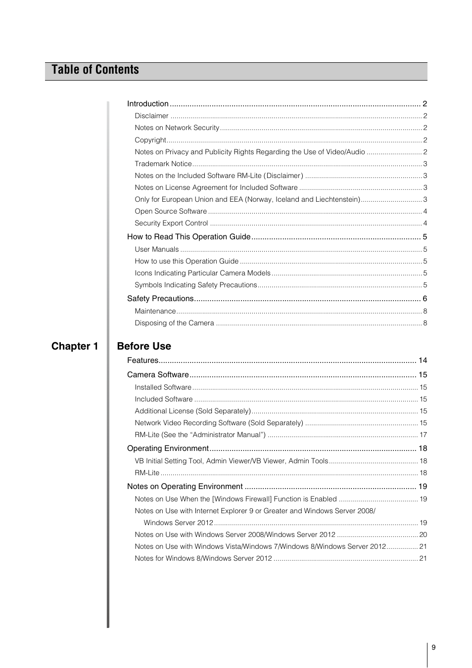 Canon VB-S800D User Manual | Page 9 / 176