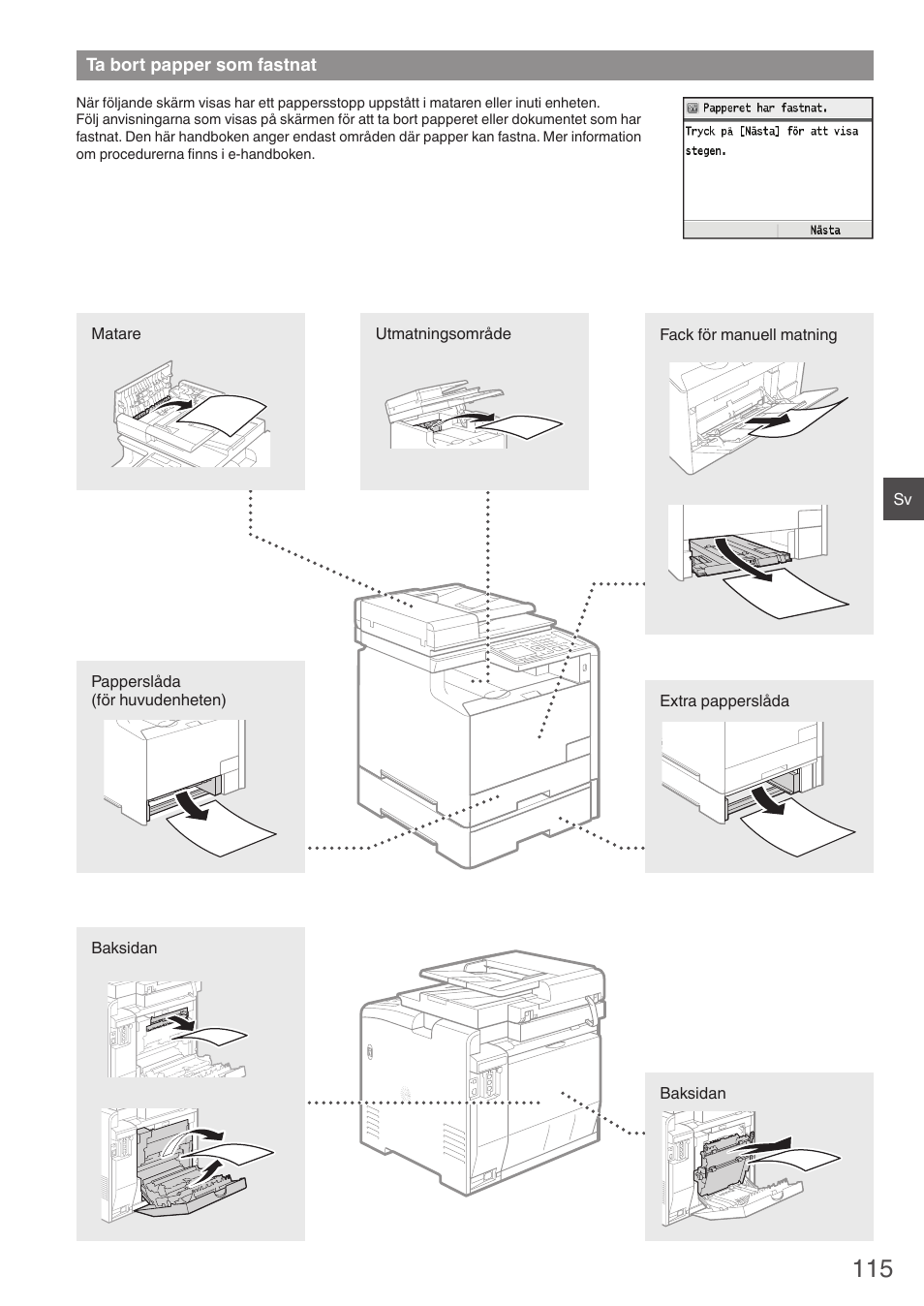 Ta bort papper som fastnat | Canon i-SENSYS MF8580Cdw User Manual | Page 115 / 292