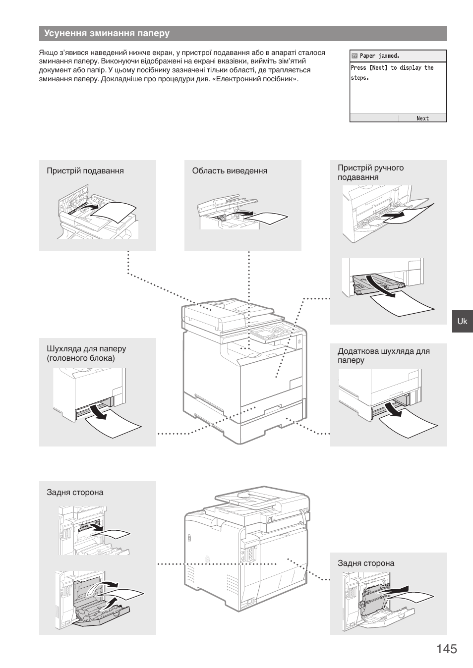 Усунення зминання паперу | Canon i-SENSYS MF8580Cdw User Manual | Page 145 / 292