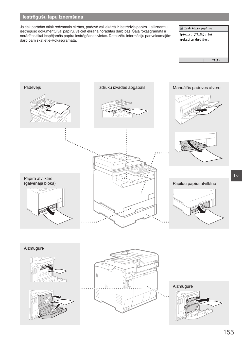 Iestrēgušu lapu izņemšana | Canon i-SENSYS MF8580Cdw User Manual | Page 155 / 292