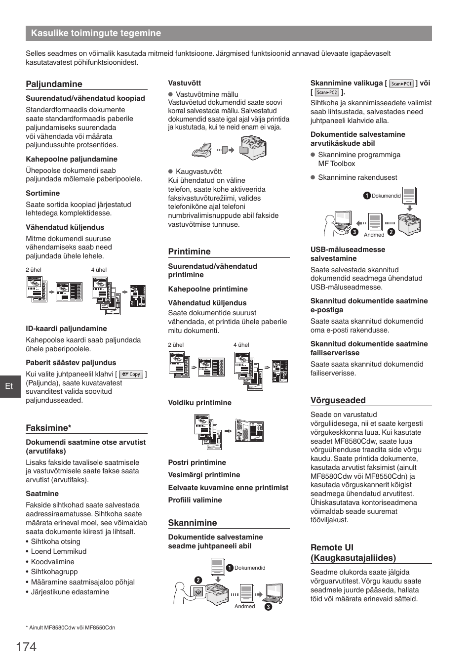 Kasulike toimingute tegemine | Canon i-SENSYS MF8580Cdw User Manual | Page 174 / 292