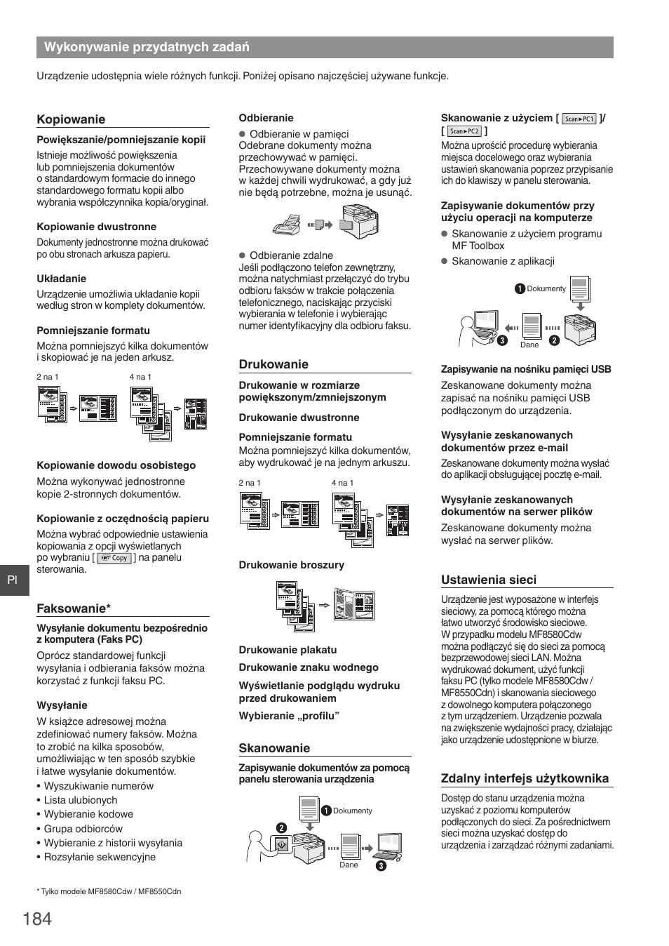 Wykonywanie przydatnych zadań | Canon i-SENSYS MF8580Cdw User Manual | Page 184 / 292