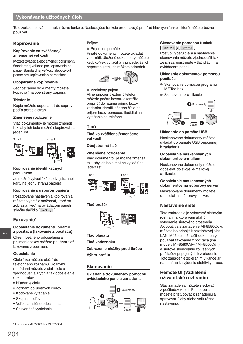 Vykonávanie užitočných úloh | Canon i-SENSYS MF8580Cdw User Manual | Page 204 / 292