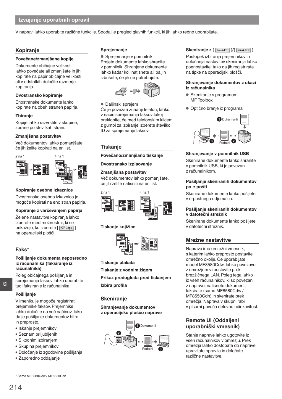 Izvajanje uporabnih opravil | Canon i-SENSYS MF8580Cdw User Manual | Page 214 / 292