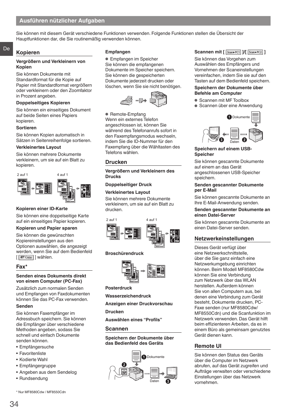 Ausführen nützlicher aufgaben | Canon i-SENSYS MF8580Cdw User Manual | Page 34 / 292