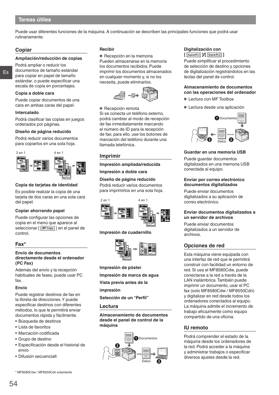 Tareas útiles | Canon i-SENSYS MF8580Cdw User Manual | Page 54 / 292