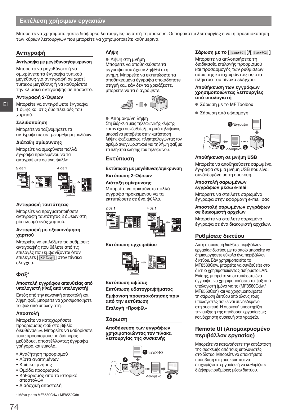 Εκτέλεση χρήσιμων εργασιών | Canon i-SENSYS MF8580Cdw User Manual | Page 74 / 292