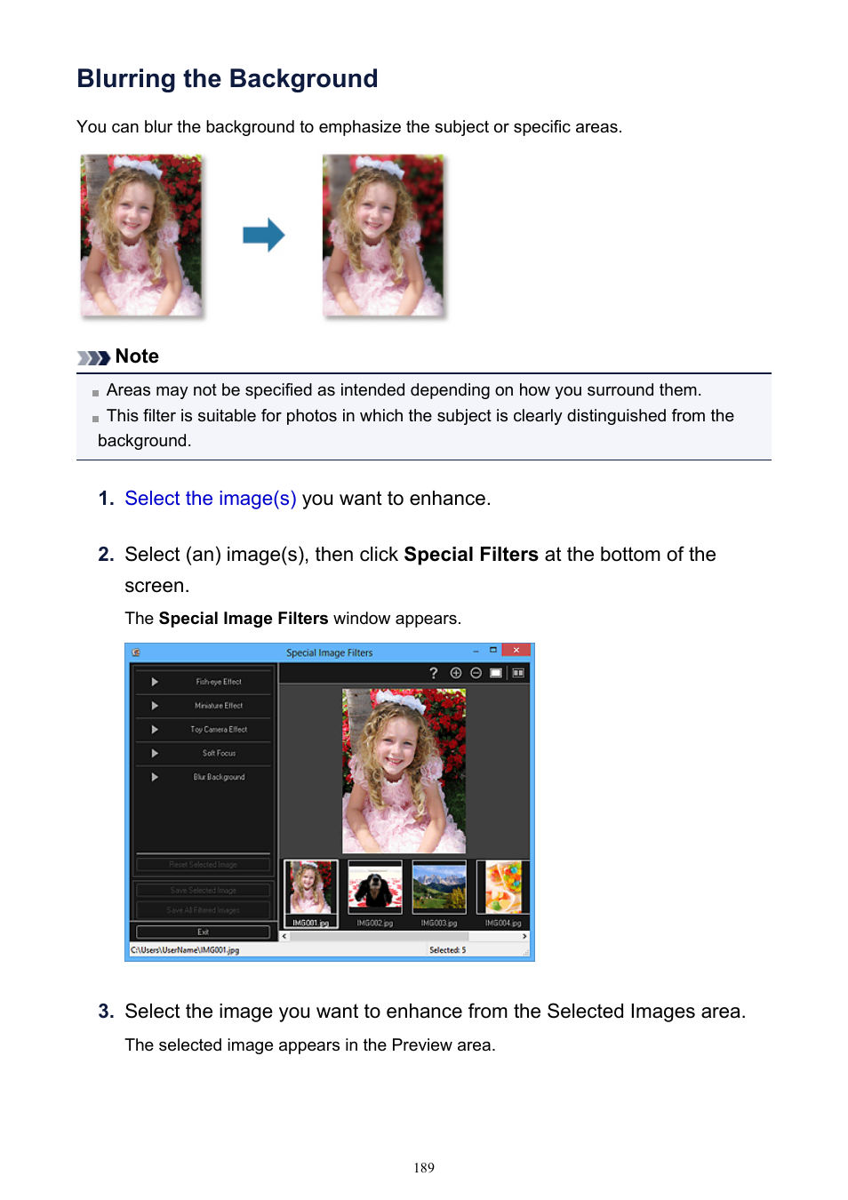 Blurring the background | Canon PIXMA IP2700 User Manual | Page 189 / 339