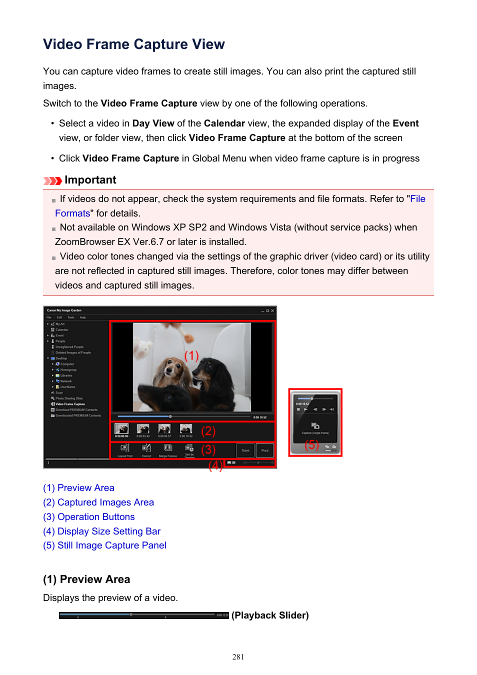 Video frame capture view, In which you can crop still images from a | Canon PIXMA IP2700 User Manual | Page 281 / 339