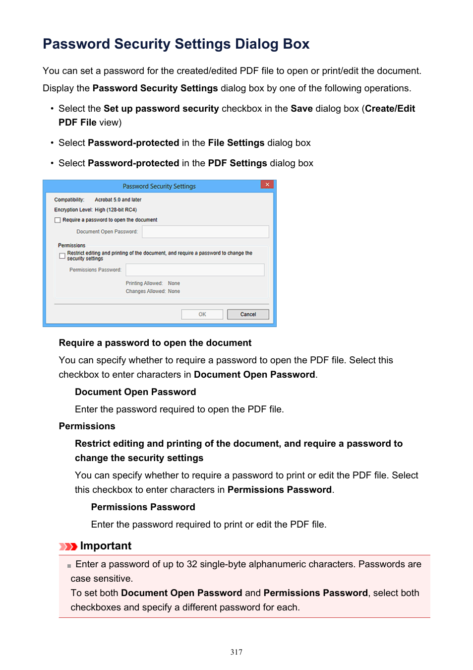 Password security settings dialog box | Canon PIXMA IP2700 User Manual | Page 317 / 339