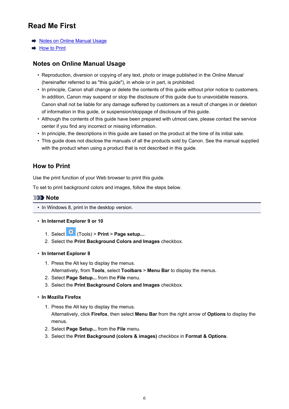 Read me first | Canon PIXMA IP2700 User Manual | Page 6 / 339