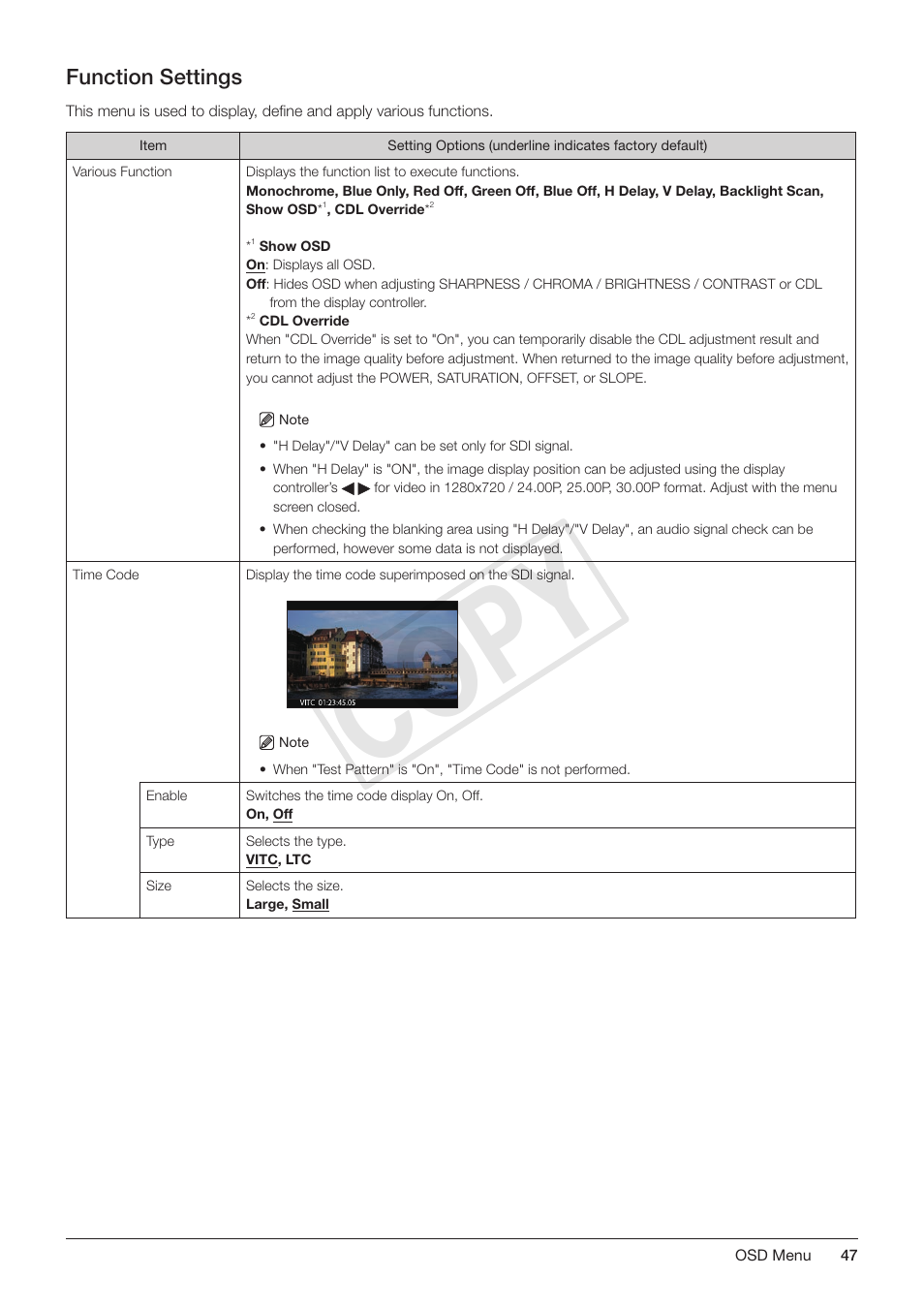 Function settings, Cop y | Canon DP-V3010 User Manual | Page 47 / 82